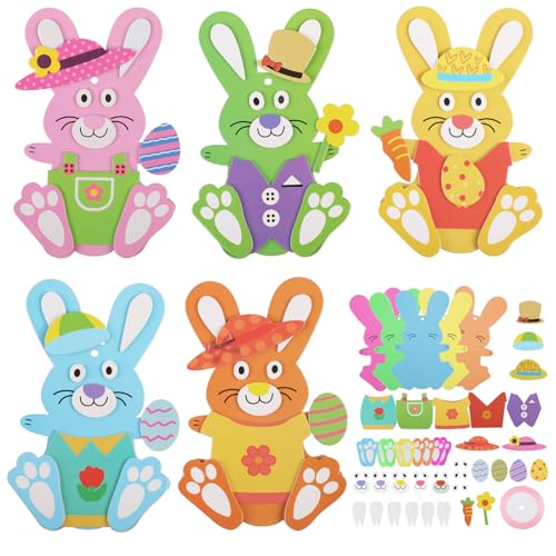 Hianjoo Ostern Basteln Kinder, Ostern Dekoration Moosgummi Sticker DIY Bastelset für Oster Geschenk Partyartikel, Osterhase Blasenaufkleber DIY Basteln für Osterdeko von Hianjoo