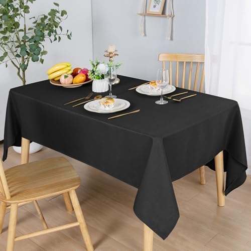 Hiasan 140x240cm Strukturierte Rechteck-Tischdecke - Wasserdichtes, spritzwassergeschütztes, knitterarmes Tischtuch aus Stoff für Küche und Abendessen, Picknick im Freien, Urlaub und Partys,Schwarz Hiasan 140x240cm Strukturierte Rechteck-Tischdecke - Wasserdichtes, spritzwassergeschütztes, knitterarmes Tischtuch aus Stoff für Küche und Abendessen, Picknick im Freien, Urlaub und Partys,Schwarz von Hiasan