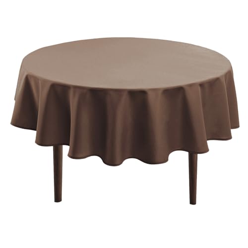 Hiasan Braun Wasserabweisend Tischdecke aus Polyester,Rund180cm,Anti-Falten Tischtuch,geeignet für Küche,Restaurant,Hochzeit von Hiasan