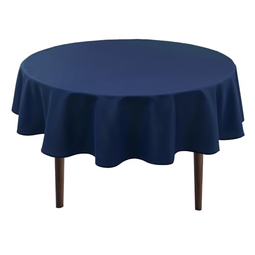 Hiasan Dunkelblau Wasserabweisend Tischdecke aus Polyester,Rund140cm,Anti-Falten Tischtuch,geeignet für Küche,Restaurant,Hochzeit von Hiasan
