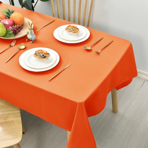 Hiasan Glatt Tischdecke Fleckenabweisend Tischtuch mit Lotuseffekt Leicht Wasserabweisend Tischwäsche, 140x240cm, Orange von Hiasan