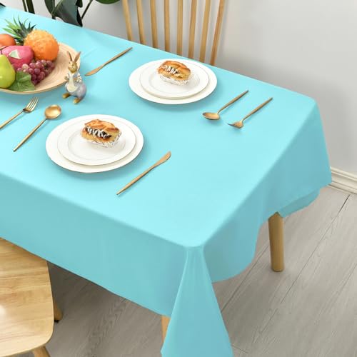 Hiasan Glatt Tischdecke Fleckenabweisend Tischtuch mit Lotuseffekt Leicht Wasserabweisend Tischwäsche, 150x300cm, Aqua von Hiasan