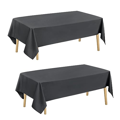 Hiasan Glatt Tischdecke Fleckenabweisend Tischtuch mit Lotuseffekt Leicht Wasserabweisend Tischwäsche, 2 Stück, Dunkelgrau, 130x160cm von Hiasan