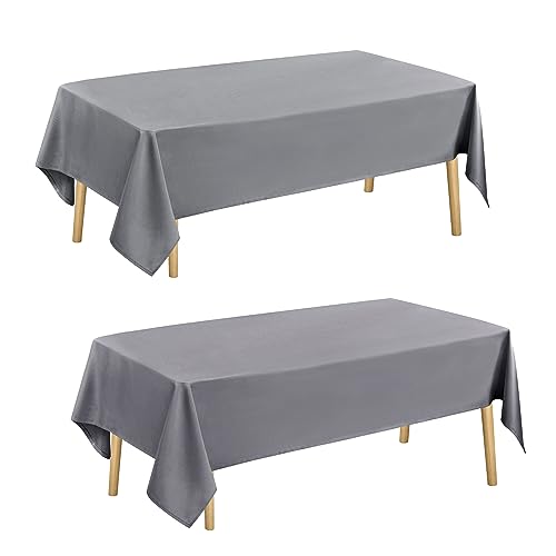 Hiasan Glatt Tischdecke Fleckenabweisend Tischtuch mit Lotuseffekt Leicht Wasserabweisend Tischwäsche, 2 Stück, Grau, 130x160cm von Hiasan