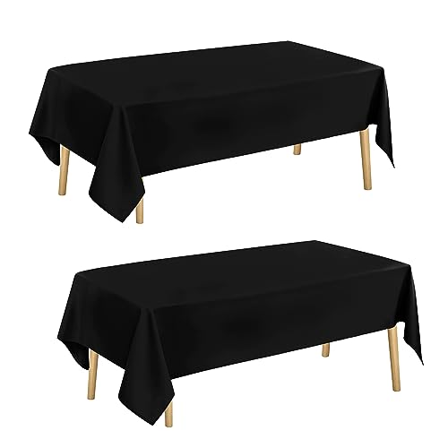 Hiasan Glatt Tischdecke Fleckenabweisend Tischtuch mit Lotuseffekt Leicht Wasserabweisend Tischwäsche, 2 Stück, Schwarz, 130x160cm von Hiasan