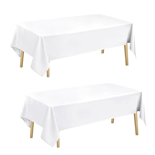 Hiasan Glatt Tischdecke Fleckenabweisend Tischtuch mit Lotuseffekt Leicht Wasserabweisend Tischwäsche, 2 Stück, Weiß, 130x160cm von Hiasan