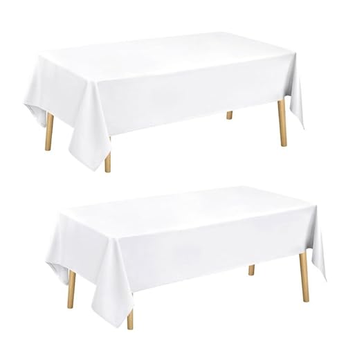 Hiasan Glatt Tischdecke Fleckenabweisend Tischtuch mit Lotuseffekt Leicht Wasserabweisend Tischwäsche, 2 Stück, Weiß, 130x160cm von Hiasan
