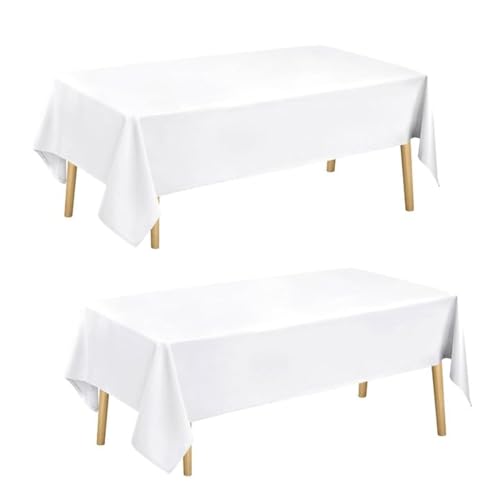 Hiasan Glatt Tischdecke Fleckenabweisend Tischtuch mit Lotuseffekt Leicht Wasserabweisend Tischwäsche, 2 Stück, Weiß, 140x200cm von Hiasan