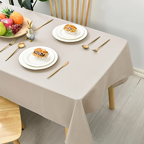 Hiasan Glatt Tischdecke Fleckenabweisend Tischtuch mit Lotuseffekt Leicht Wasserabweisend Tischwäsche, Beige, 140x200cm von Hiasan
