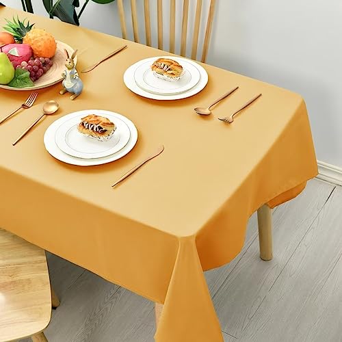 Hiasan Glatt Tischdecke Fleckenabweisend Tischtuch mit Lotuseffekt Leicht Wasserabweisend Tischwäsche, Dunkel Gelb, 130x130cm von Hiasan