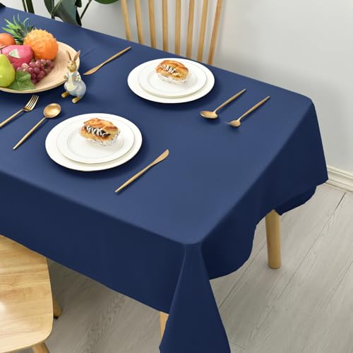 Hiasan Glatt Tischdecke Fleckenabweisend Tischtuch mit Lotuseffekt Leicht Wasserabweisend Tischwäsche, Dunkelblau, 150x200cm von Hiasan