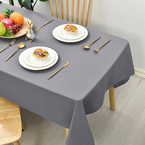Hiasan Glatt Tischdecke Fleckenabweisend Tischtuch mit Lotuseffekt Leicht Wasserabweisend Tischwäsche, Grau, 140x180cm von Hiasan