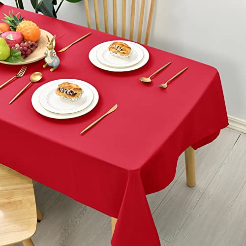 Hiasan Glatt Weihnachten Tischdecke Fleckenabweisend Tischtuch mit Lotuseffekt Leicht Wasserabweisend Tischwäsche, Rot, 130x130cm von Hiasan