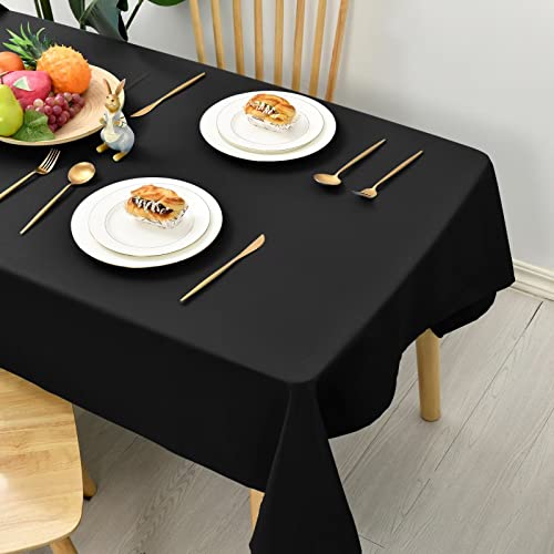 Hiasan Glatt Tischdecke Fleckenabweisend Tischtuch mit Lotuseffekt Leicht Wasserabweisend Tischwäsche, Schwarz, 140x180cm von Hiasan
