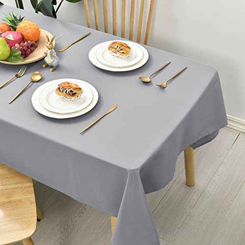 Hiasan Glatt Tischdecke Fleckenabweisend Tischtuch mit Lotuseffekt Leicht Wasserabweisend Tischwäsche, Silbergrau, 130x230cm von Hiasan