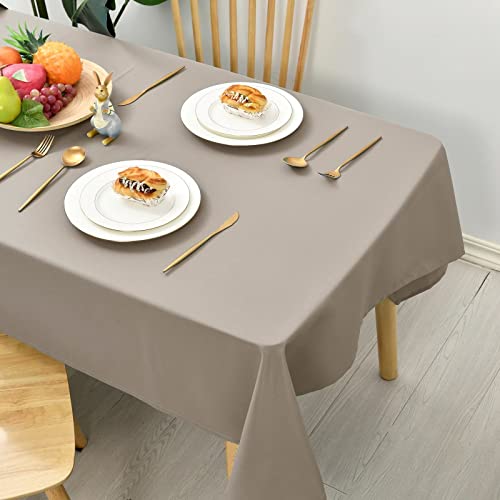 Hiasan Glatt Tischdecke Fleckenabweisend Tischtuch mit Lotuseffekt Leicht Wasserabweisend Tischwäsche, Taupe, 100x100cm von Hiasan