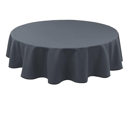 Hiasan Grau Wasserabweisend Tischdecke aus Polyester,Rund160cm,Anti-Falten Tischtuch,geeignet für Küche,Restaurant,Hochzeit von Hiasan
