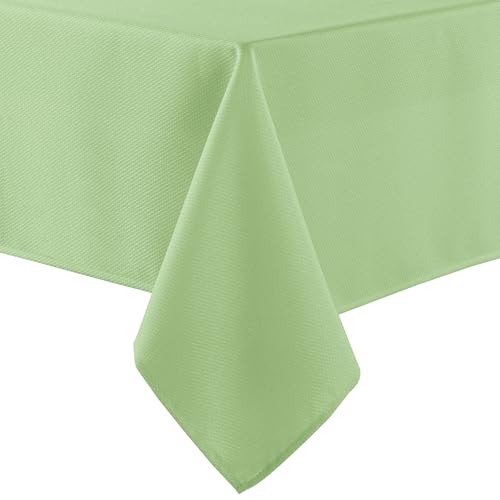 Hiasan Rechteckige, strukturierte Tischdecke, wasserdicht, auslaufsicher, knitterfrei, Jacquard-Tischdecke für Küche und Esszimmer, Picknick, Urlaub und Partys, 137 x 203 cm, Hellsalbeigrün von Hiasan