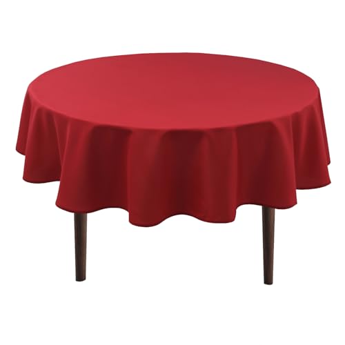 Hiasan Rot Wasserabweisend Tischdecke aus Polyester,Rund120cm,Anti-Falten Tischtuch,geeignet für Küche,Restaurant,Hochzeit von Hiasan