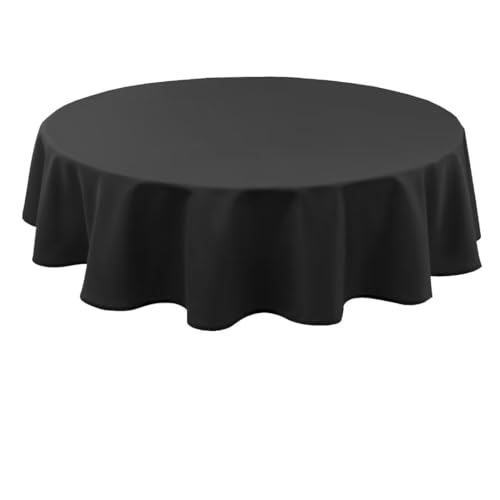 Hiasan Schwarz Wasserabweisend Tischdecke aus Polyester,Rund160cm,Anti-Falten Tischtuch,geeignet für Küche,Restaurant,Hochzeit von Hiasan