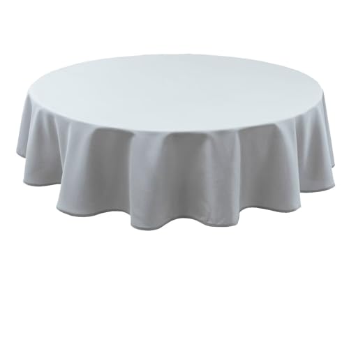Hiasan Silver grau Wasserabweisend Tischdecke aus Polyester,Rund160cm,Anti-Falten Tischtuch,geeignet für Küche,Restaurant,Hochzeit von Hiasan