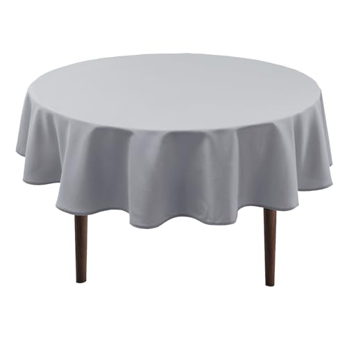 Hiasan Silver grau Wasserabweisend Tischdecke aus Polyester,Rund160cm,Anti-Falten Tischtuch,geeignet für Küche,Restaurant,Hochzeit von Hiasan