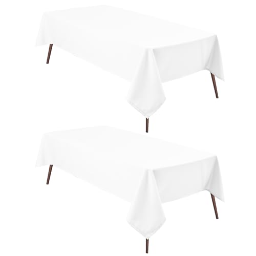 Hiasan Tischdecke, rechteckig, wasserdicht, auslaufsicher, Polyester, waschbar, für Esszimmer, 137 x 274 cm, Weiß, 2 Stück von Hiasan