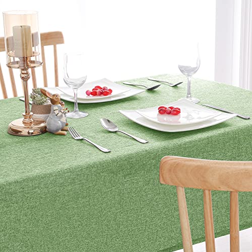 Hiasan Tischdecke Leinenoptik Eckig Tischtuch Wasserabweisend Tischwäsche, 1 Stück, 135 x 135 cm, Grün von Hiasan