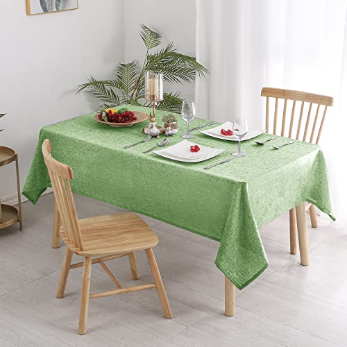 Hiasan Tischdecke Leinenoptik Eckig Tischtuch Wasserabweisend Tischwäsche, 1 Stück, 135 x 260 cm, Grün von Hiasan