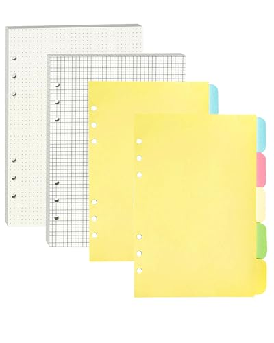 A5 Nachfüllbare Notizpapier Set 6 Löcher, 120 Blätter A5 Nachfüllpapier, 10 Stücke A5 Farbige Trennblätter, Ordnerfüllpapier für A5-Ringbuch, Agende, Tagebücher A5 Nachfüllbare Notizpapier Set 6 Löcher, 120 Blätter A5 Nachfüllpapier, 10 Stücke A5 Farbige Trennblätter, Ordnerfüllpapier für A5-Ringbuch, Agende, Tagebücher von Hibmisy