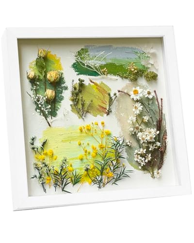 Hibmisy 3D Bilderrahmen zum Befüllen, Holz Objektrahmen Hölzern bis 3cm für Hochzeitsgeschenk oder Blumen Erinnerungsstücke DIY Kunstwerke (Weiß, 22cm*22cm) von Hibmisy