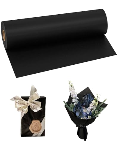 Hibmisy Kraftpapier Breite 30cm Geschenkpapier, Natürliches Recyclingpapier, Kraftpapier Geschenkverpackung für Kunsthandwerk, Geburtstage, Weihnachten (Schwarz, 30cm*5m) von Hibmisy