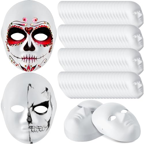 Hiboom 80 Stück DIY Vollgesichtsmasken, bemalbare Papiermaske, Pappmaché-Masken, Maskenmasken, Halloween-Maske und Klassenzimmerkunst (weiblich) von Hiboom