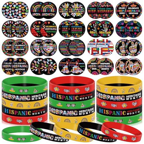 Hiboom Hispanic Heritage Month Accessories Bulks Included Hispanic Bracelets and Pins Set Spanish Buttons Badge Silicone Bracelet for Latin Heritage Month Party Favors Decorations Gifts Items Hiboom Hispanic Heritage Month Accessories Bulks Included Hispanic Bracelets and Pins Set Spanish Buttons Badge Silicone Bracelet for Latin Heritage Month Party Favors Decorations Gifts Items von Hiboom