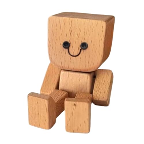 Hiborth Wackelnder Holzmann, Wackelnde Holzfigur mit Füßen Handgefertigte Auto Armaturenbrett Dekoration Ornamente Magnetische Gesichter Kreatives Autozubehör (A) von Hiborth