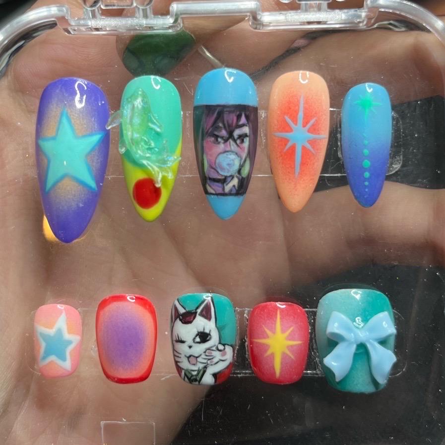 Dandadan Benutzerdefinierte Presse Auf Nagelset, Momo Ayase Dandadan Benutzerdefinierte Presse Auf Nagelset, Momo Ayase von HibouNails