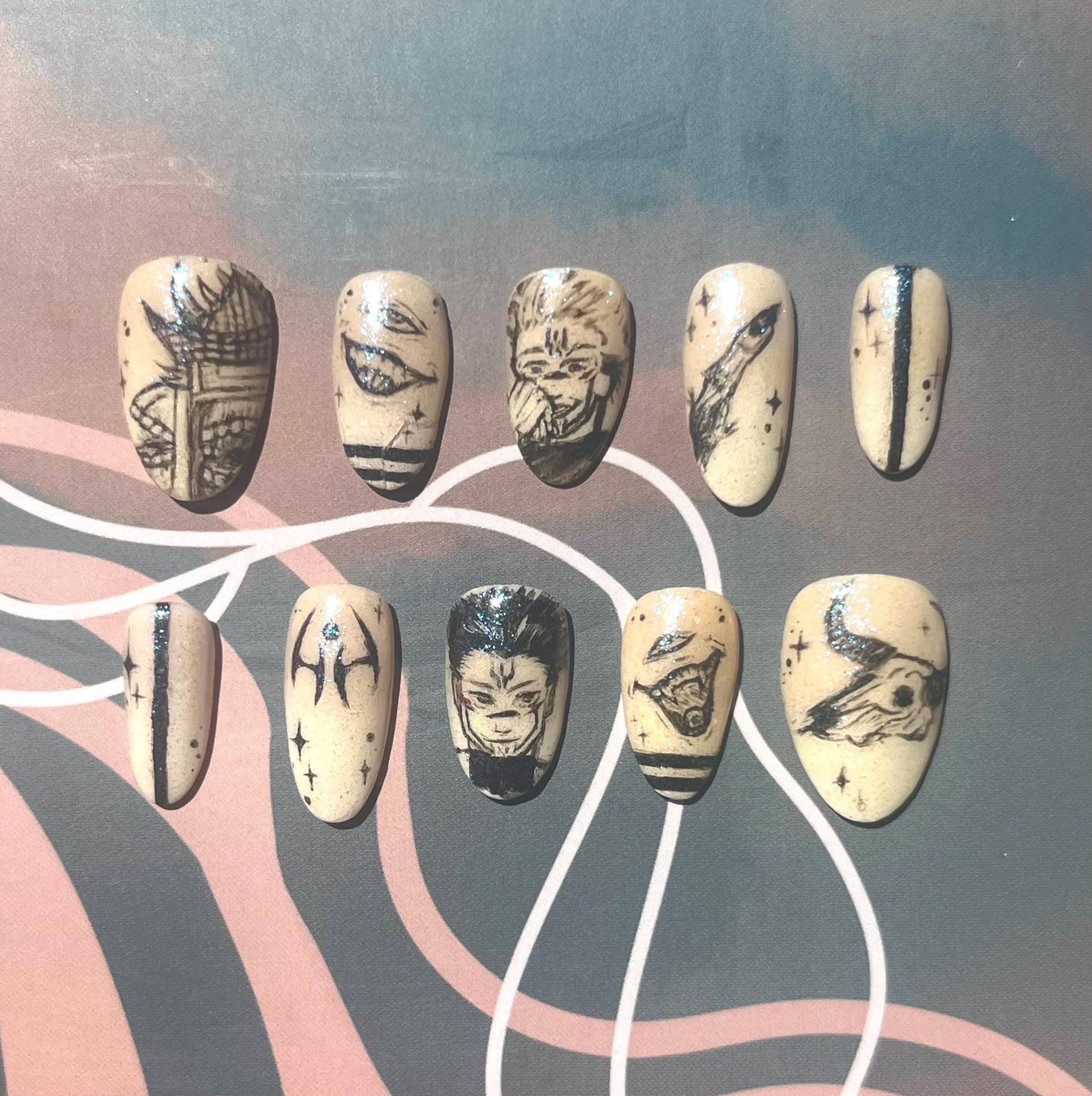 Sukuna Drücken Auf Nägel, Jujutsu Kaisen Sukuna Drücken Auf Nägel, Jujutsu Kaisen von HibouNails