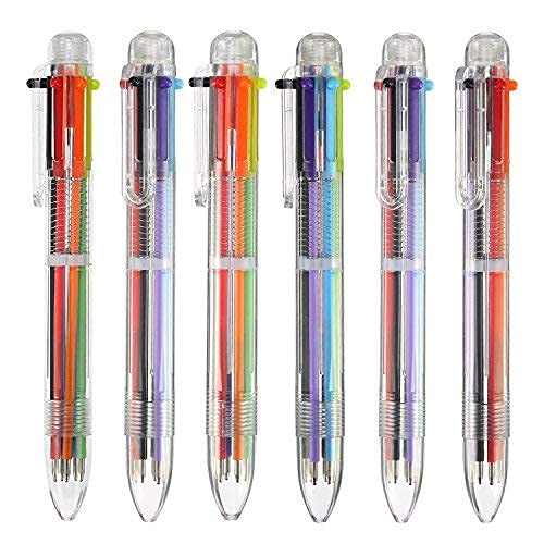 12 Paket 6-in-1 Retractable Rollerball Multicolor Stifte, 6-Color Kugelschreiber für Büro Schulbedarf Studenten Kinder Geschenk von HICARER