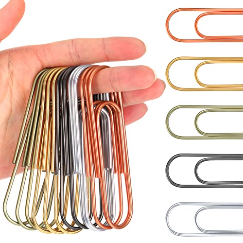 25 Stück 100 mm Jumbo-Büroklammern, mehrfarbig, stabiles Metall, große Büroklammern, riesig, hell beschichtet, extra große Büroklammern für Lesezeichen, Organisationsdateien, Dokumentendekoration von Hicarer