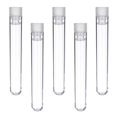 50 Stück Klar Plastik Reagenzgläser 12 mal 75 mm mit Schubkappe, 5 ml 50 Stück Klar Plastik Reagenzgläser 12 mal 75 mm mit Schubkappe, 5 ml von HICARER