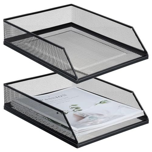 Hicarer Briefablage aus Metall, stapelbar, 1 Drahtgeflecht, Organizer, Frontlader, Papierhalter für Schreibtisch, Büro, Zuhause, Schule, Klassenzimmer, 32 x 24 x 7 cm, Schwarz, 2 Stück Hicarer Briefablage aus Metall, stapelbar, 1 Drahtgeflecht, Organizer, Frontlader, Papierhalter für Schreibtisch, Büro, Zuhause, Schule, Klassenzimmer, 32 x 24 x 7 cm, Schwarz, 2 Stück von Hicarer