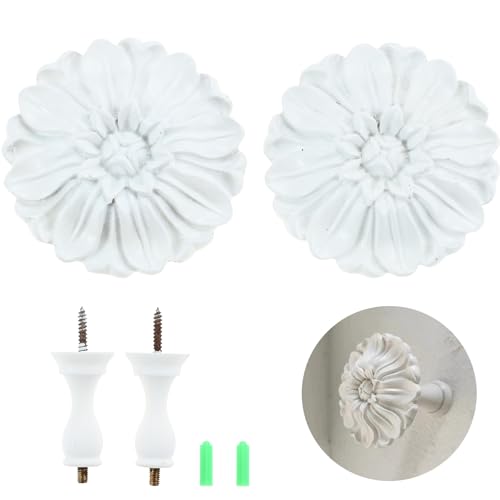 Hicello Vorhang-Raffhalter mit Blumenmuster, Gänseblümchen-Vorhanghalter, Voile-Gaze-Raffhalter, antike Wandhaken, Vorhanghalter, Weiß Hicello Vorhang-Raffhalter mit Blumenmuster, Gänseblümchen-Vorhanghalter, Voile-Gaze-Raffhalter, antike Wandhaken, Vorhanghalter, Weiß von Hicello