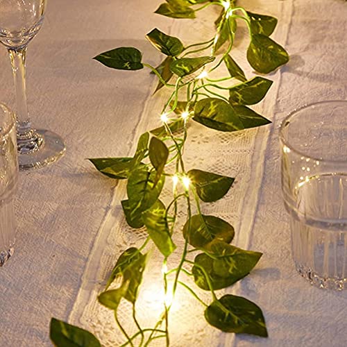 Hidyliu 2 Meter Kupfer-Lichterkette mit Blättern, Künstliche Efeu Girlande Lichterkette, Freien Wasserdicht Beleuchtung, Deko Weihnachten Halloween Party Hochzeit(Enthält keine Hidyliu 2 Meter Kupfer-Lichterkette mit Blättern, Künstliche Efeu Girlande Lichterkette, Freien Wasserdicht Beleuchtung, Deko Weihnachten Halloween Party Hochzeit(Enthält keine von Hidyliu