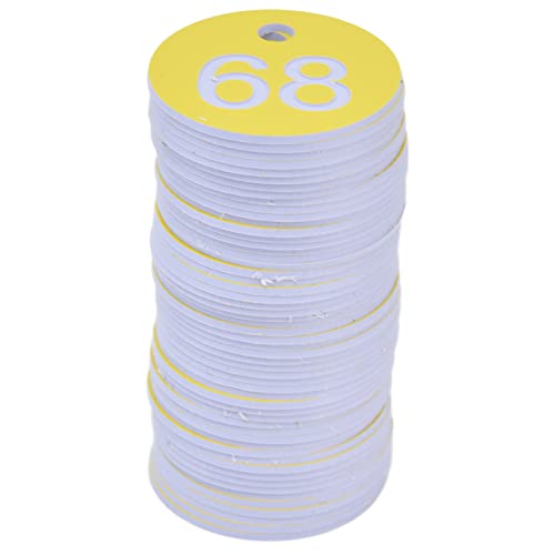 Hidyliu 50 Stück Bienenstock-Etiketten aus ABS, Rund, Nummeriert, mit Loch, für Viehzucht, Imkereibedarf, Nummeriertes Bienenstock-Etiketten (51-100) von Hidyliu