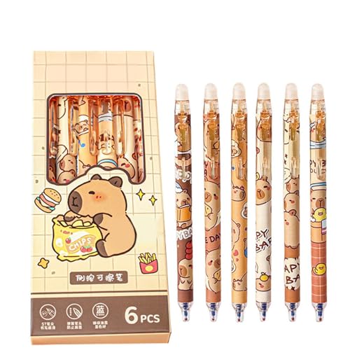 12 Stück Capybara Löschbare Gelstifte, Niedliche Capybara Einziehbare Gelstifte, Tintenroller Radierbar Kinder, Radierbarer Kugelschreiber Für Schule, Büro, 0,5 Mm Blaue Tinte, Schreiben Sie Flüssig von Hiemible