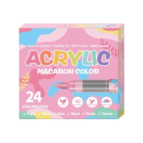 Hiemible Akryl Malstift - 24 Farben Permanentmarker Set - Wasserbasiert Lichtbeständig Grafikpinsel Für Holz Eier Whiteboard Beschilderung Stein Leder Schulprojekte Hiemible Akryl Malstift - 24 Farben Permanentmarker Set - Wasserbasiert Lichtbeständig Grafikpinsel Für Holz Eier Whiteboard Beschilderung Stein Leder Schulprojekte von Hiemible
