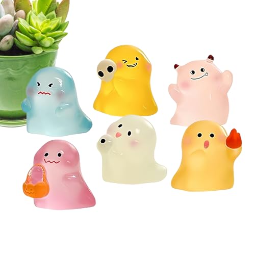 Hiemible Figur | Halloween Dekoration Niedliche | 6 Stücke Leuchtende Resin Figuren Für Arbeitsplatz Bücherregal Wohnheim Schreibtisch | Kinderzimmer von Hiemible