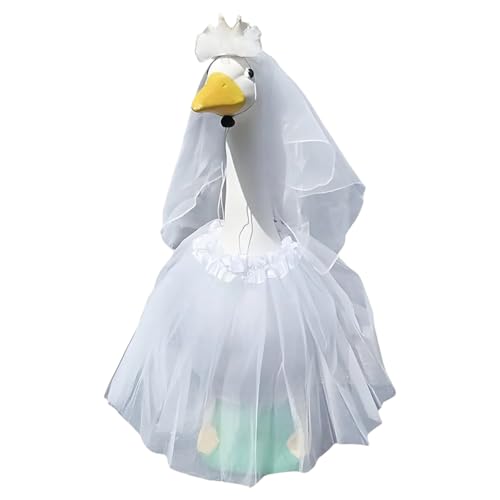 Hiemible Garten Gänse Hochzeitsoutfits,Tierkleid mit Schleier - Gänse Weißes Zubehör Kostüm Ausstattung Als Dekoration Für Gartenbereich Vorbau Draußen Feiertag von Hiemible