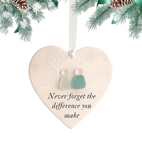 Hiemible Meerglas Kunst | Herzförmiges Freundschaftsherz Ornament | Meerglas Anhänger Für Frauen Tochter Beste Freundin Mitbewohnerin Hochzeit Geburtstag Weihnachten Muttertag von Hiemible