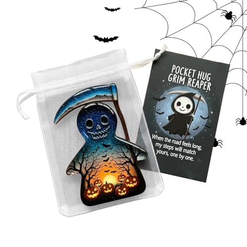 Hiemible Umarmungskarte,Taschen Ermutigungskarte | Inspirierende Halloween mit Sensenmann für Erwachsene Kinder Jugendliche Kollegen Büro Wartezimmer von Hiemible